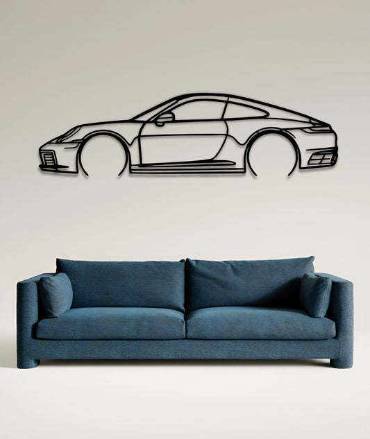 2022 Porsche 911 Carrera S Metal Silhouette Wall Art 1