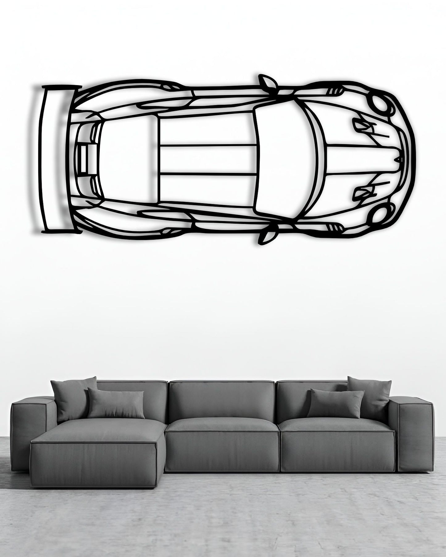 Porsche 911 GT2 RS Top View Silhouette Wall Art
